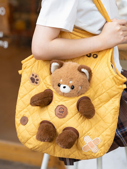 Yellow Cut-out Design Crossbody Bag With 3 Options Detachable Plushie