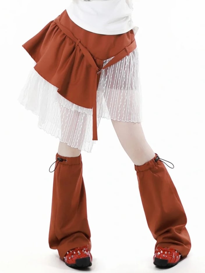 Orange Drawstring Cuffs Leg Warmers