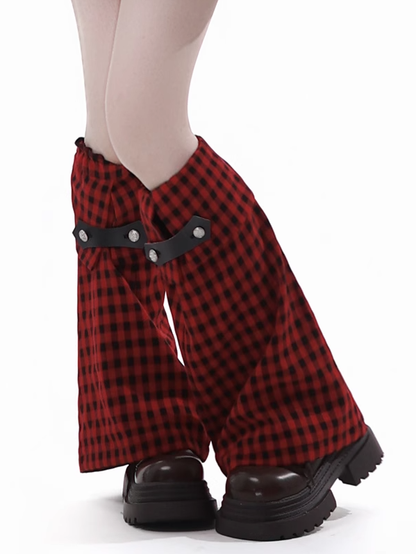 Red and Black Plaid Leg Warmers
