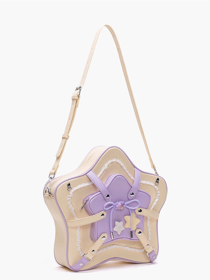 Yellow & Purple Charm 2-Way Kawaii Bag With Star Design