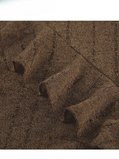 Brown Millard Fashion Asymmetrical Hem Cami Dress + Bell Sleeves Cardigan + White Asymmetrical Hem Skirt