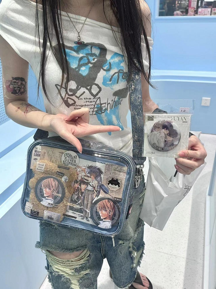 Dark Blue PU Ita Crossbody Bag