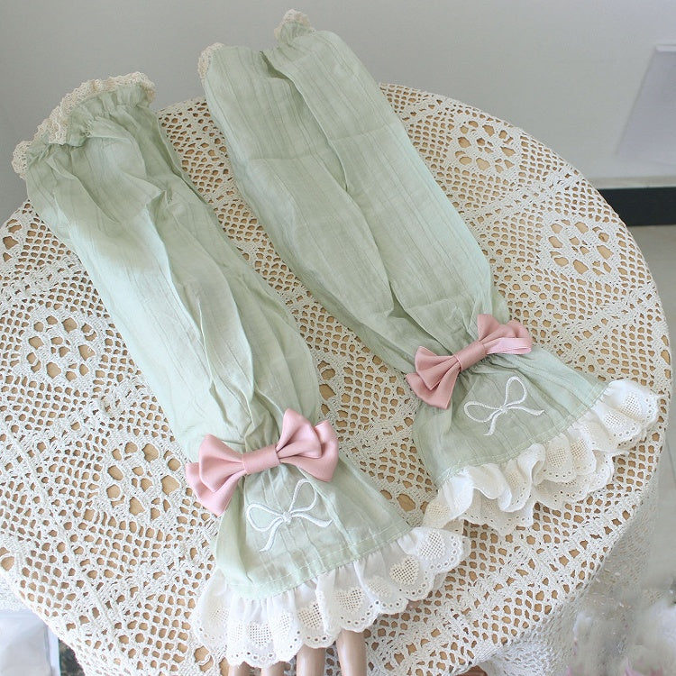 4 Color Options Detachable Bowknot Details Heart Pattern Sleeves