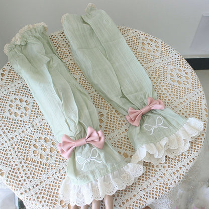 4 Color Options Detachable Bowknot Details Heart Pattern Sleeves