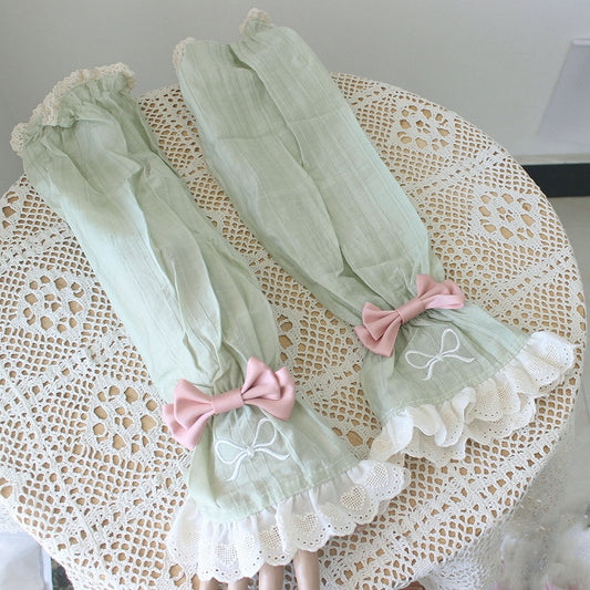 4 Color Options Detachable Bowknot Details Heart Pattern Sleeves