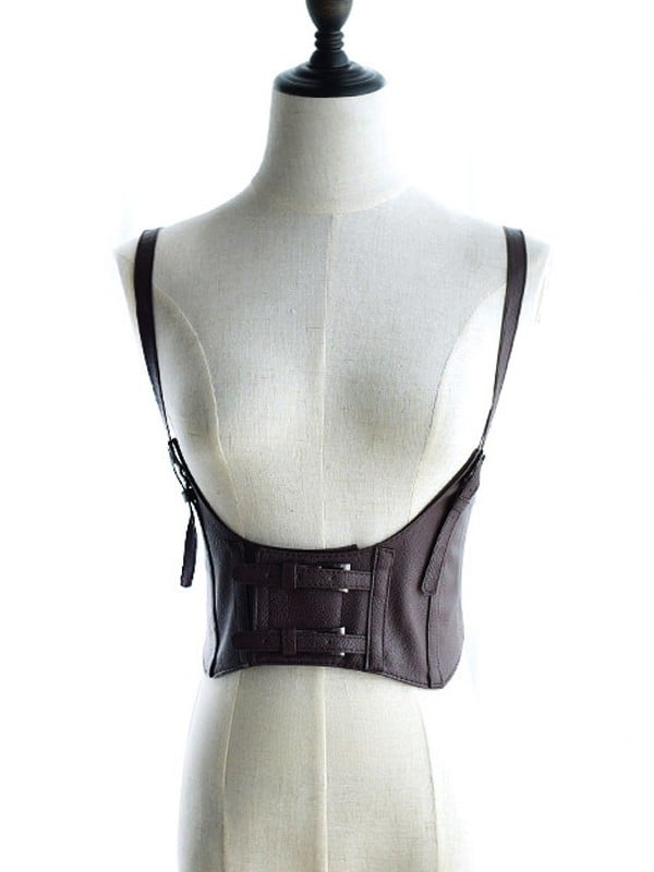 Black/Coffee/Brown/White Gothic Punk PU Corset Belt