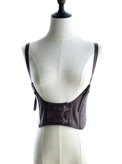 Black/Coffee/Brown/White Gothic Punk PU Corset Belt