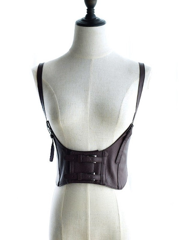 Black/Coffee/Brown/White Gothic Punk PU Corset Belt