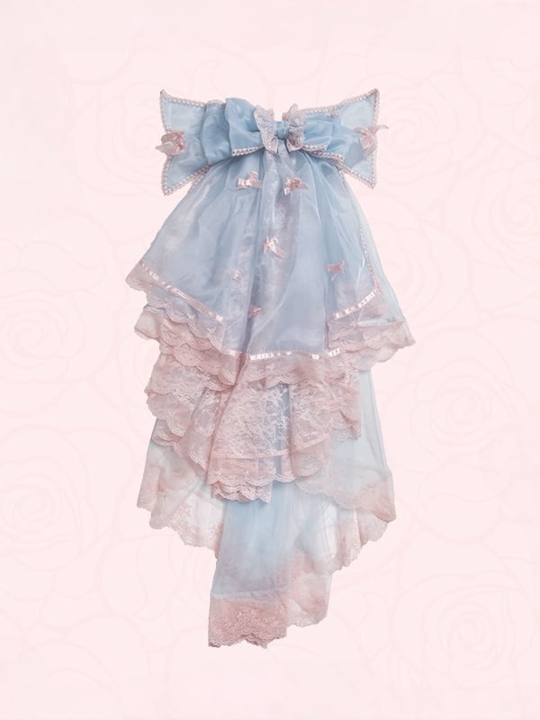 Blue / Purple & Pink Big Bow Head Veil