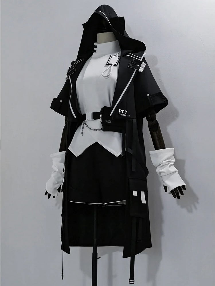 Cyberpunk Techwear Ouji Fashion Black Cat Ears Hooded Coat