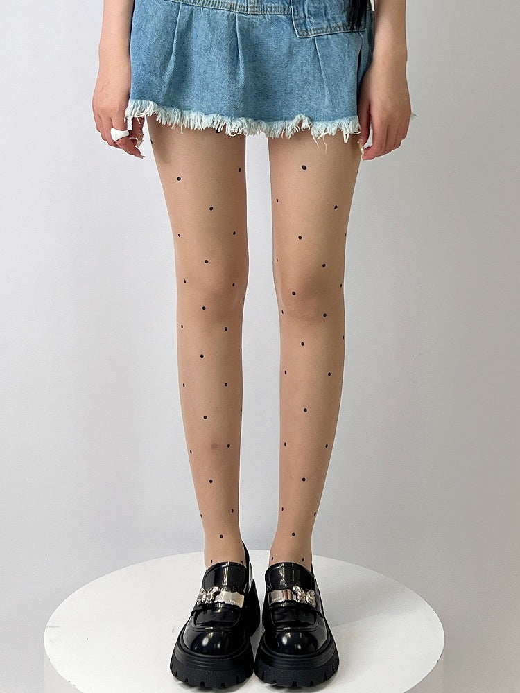 Nude Polka-dot Pattern Tights