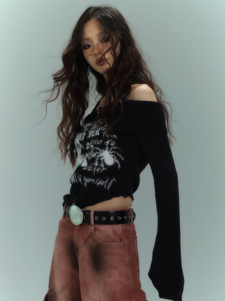 Punk Black Halter Neck Slim Fit Knit Top Cutout Shoulder