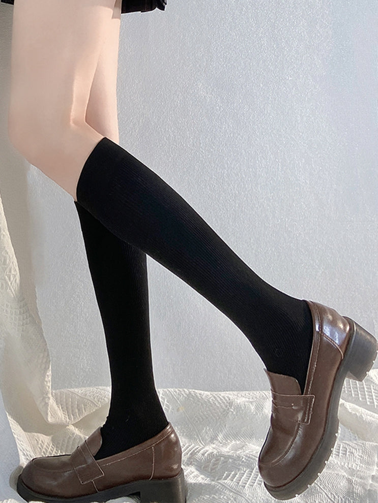 Black JK Uniform Knitted Under-Knee Stockings