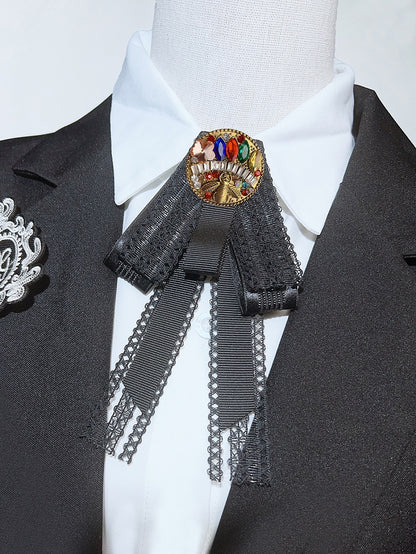 2 Options Black Rhinestone Decorated JK Bow Tie