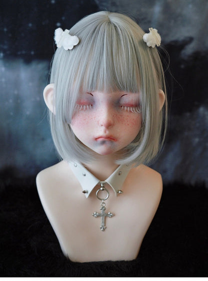 White Gothic Handmade Angel Wing Cross Hairclips