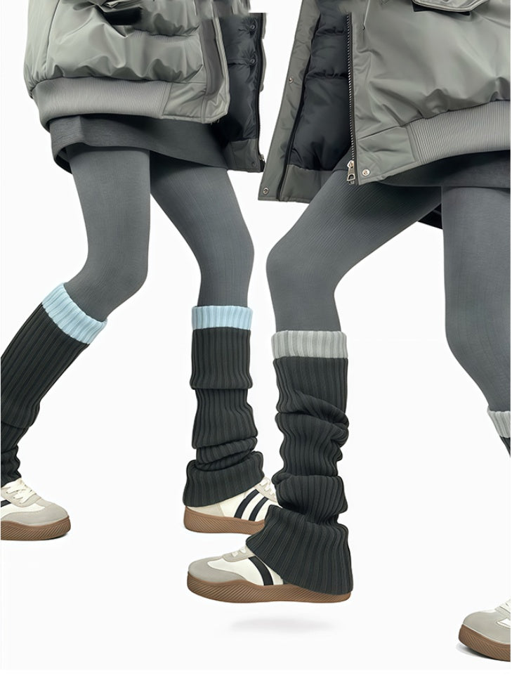 5 Colors Contrast Trim Knitted Leg Warmers