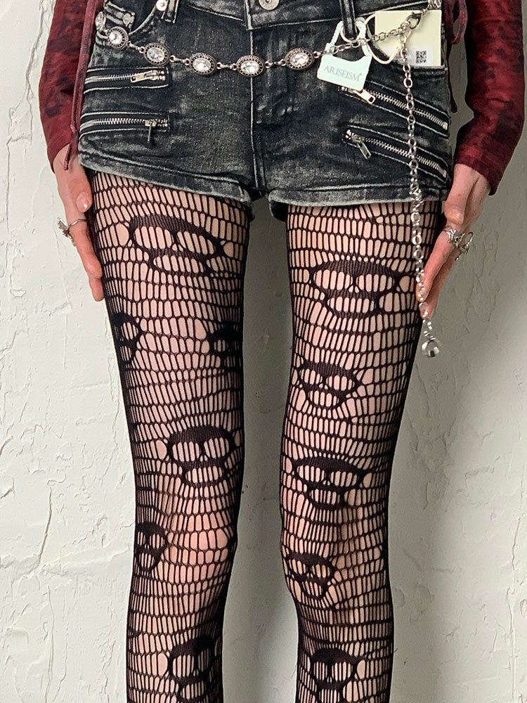 Black Gothic Skeleton Hollow-out Tights