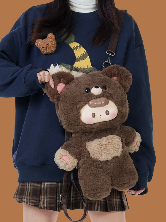 Brown 35cm Plush Bear Backpack Detachable Shoulder Straps