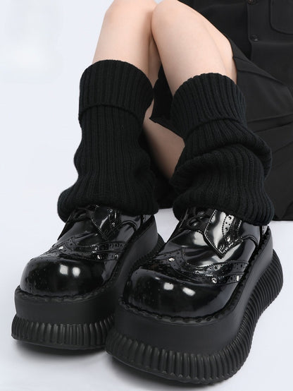 Black Bittersweet Platform Shoes - Studded Details & Lace-Up Design