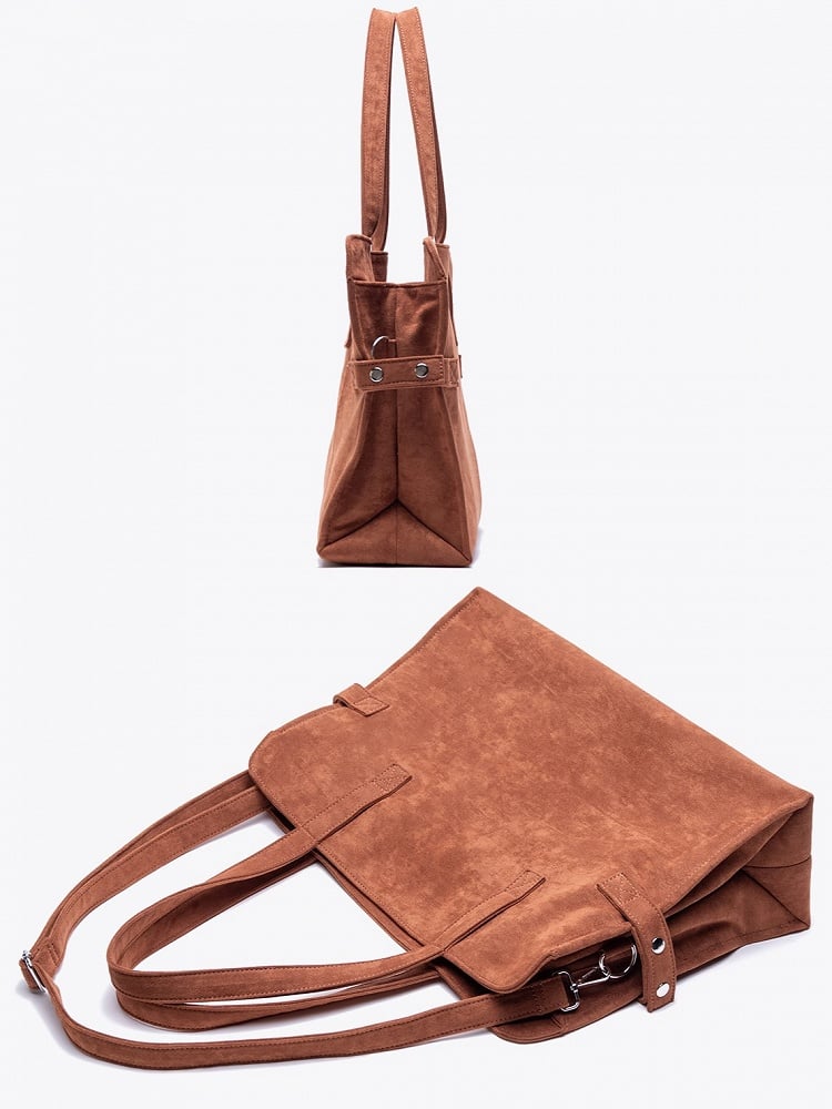 Modern Brown Zippered Tote And Single-Shoulder Design