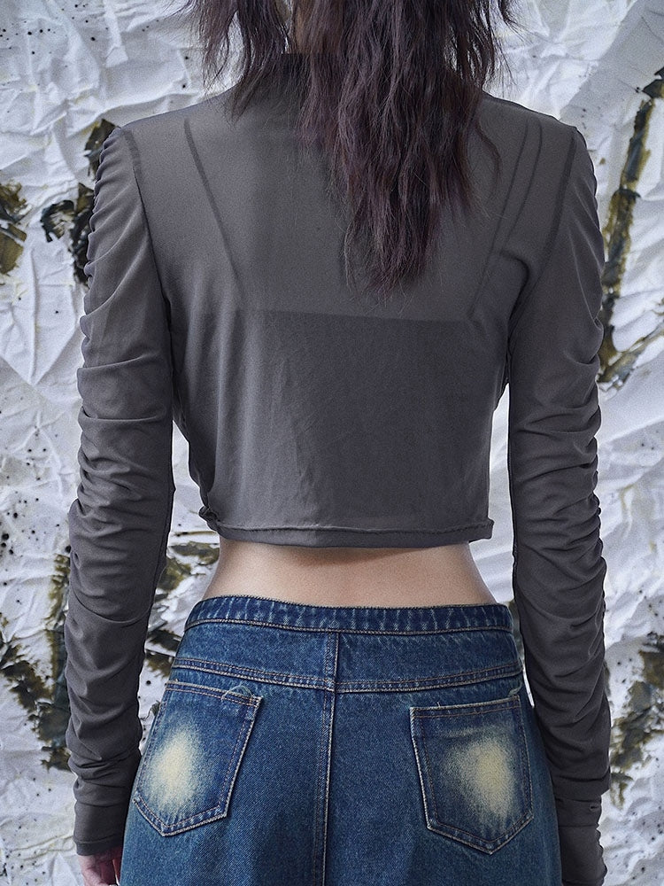 Punk Star Design Dark Grey Long Sleeves Top