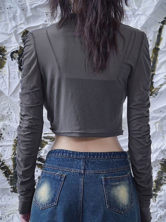 Punk Star Design Dark Grey Long Sleeves Top