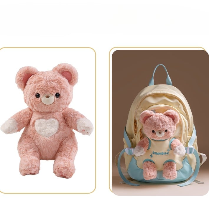 Yellow&Green Cut-out Design Backpack With 5 Options Detachable Plushie