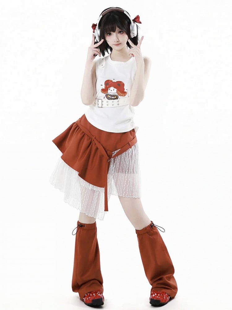 Orange Drawstring Cuffs Leg Warmers