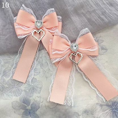 15 Options Heart Decorated Bowknot Hairclips