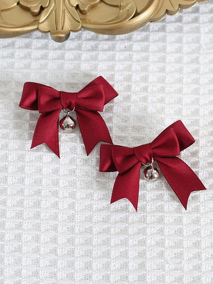 14 Colors A Pair of Cute Bowknot Hairclips with Bell Charm