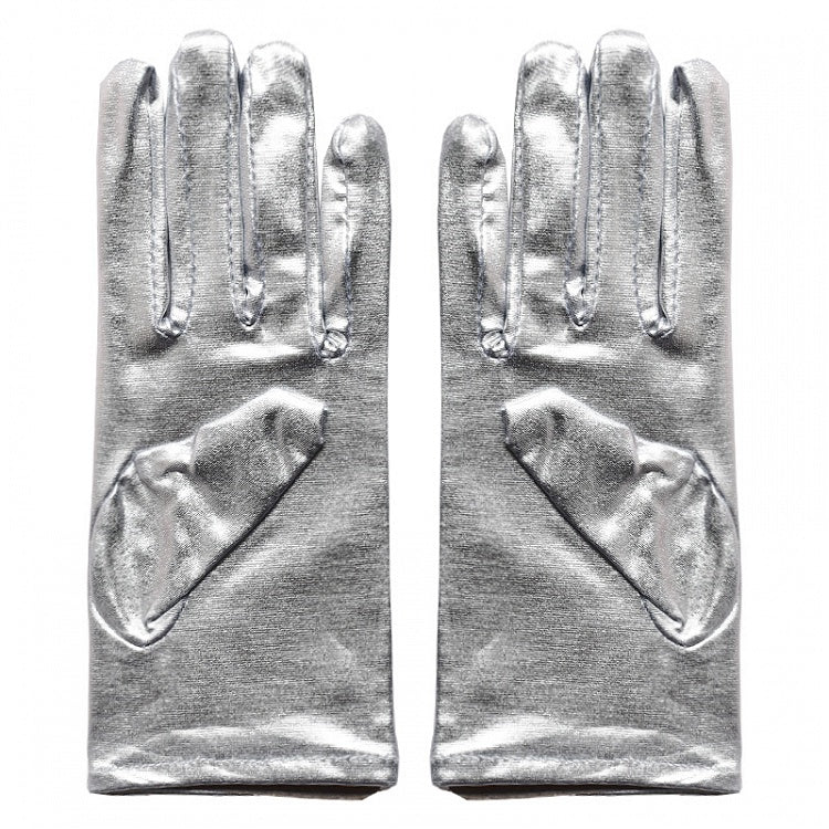 Cyberpunk Patent Silver / Black Gloves