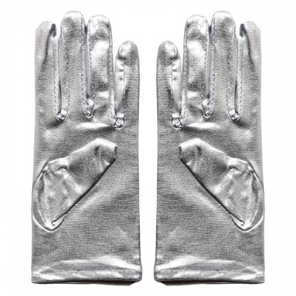 Cyberpunk Patent Silver / Black Gloves