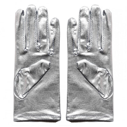 Cyberpunk Patent Silver / Black Gloves