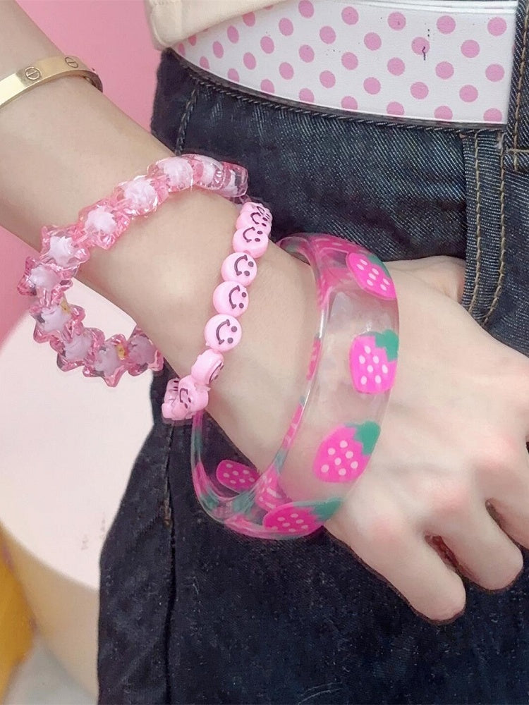 Red/Pink Y2K Strawberry Print Bangle