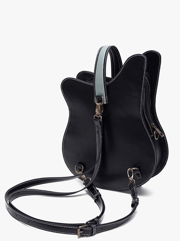 Vintage 2-Way Red Guitar-Shaped Tote Bag With Metal Feather Chain Accents