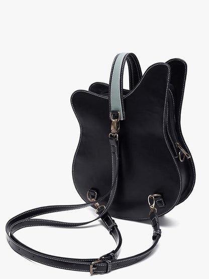 Vintage 2-Way Red Guitar-Shaped Tote Bag With Metal Feather Chain Accents