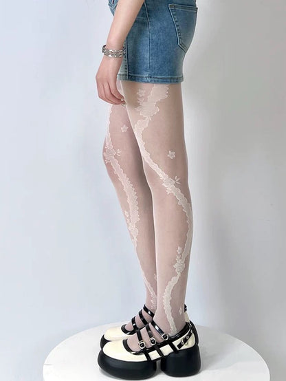 4 Color Options Rosette Pattern Tights