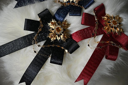 Black / Red / Dark Blue Bowtie Brooch