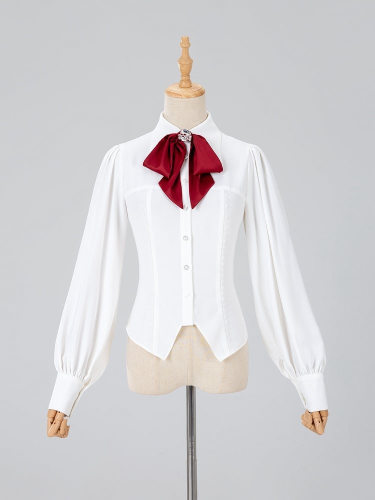 Ouji Fashion White Elegant Long Sleeves Shirt