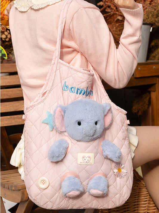 Pink Cut-out Design Crossbody Bag With 4 Options Detachable Plushie