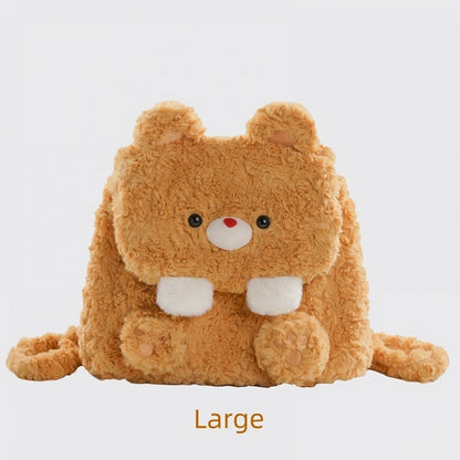 Yellow Bear Plush Flap Backpack Bag Middle/Large Size