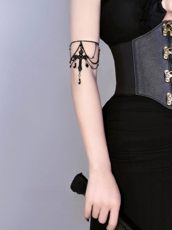 Cyberpunk Black Gothic Cross Chain Armlet