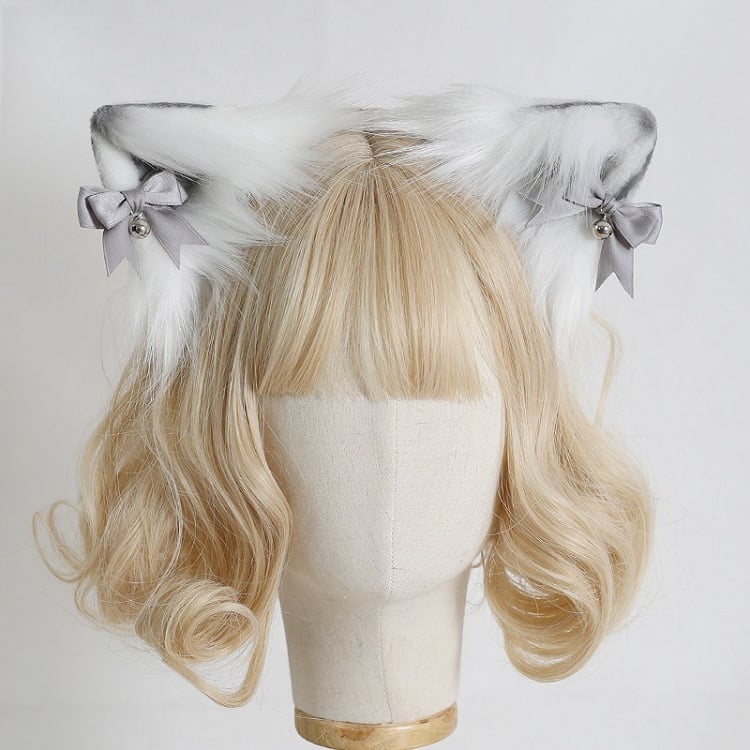 7 Colors Faux Fur Kitty Ear KC with Detachable Bell-Decorated Bows