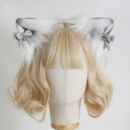 7 Colors Faux Fur Kitty Ear KC with Detachable Bell-Decorated Bows