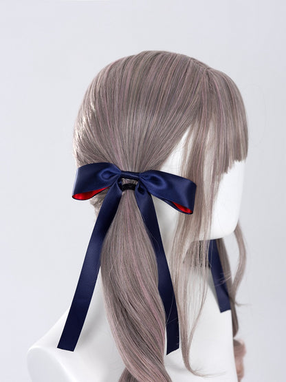 Red Lining Dark Blue Bowknot Hairclip