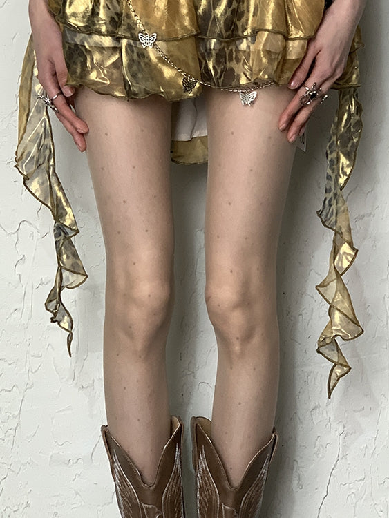 Nude Polka-dot Pattern Y2K Tights