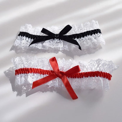 Black/Red Bowknot Punk Gothic Lace Garter