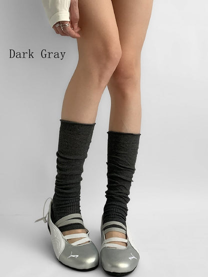 Blue/Light Gray/Dark Gray/White Knitted Ribbed Trim Leg Sleeves