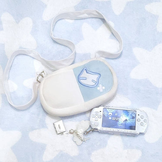 Kitty Embroidery Tenshi Kaiwai Bag Light Blue and White Yami Kawaii Crossbody