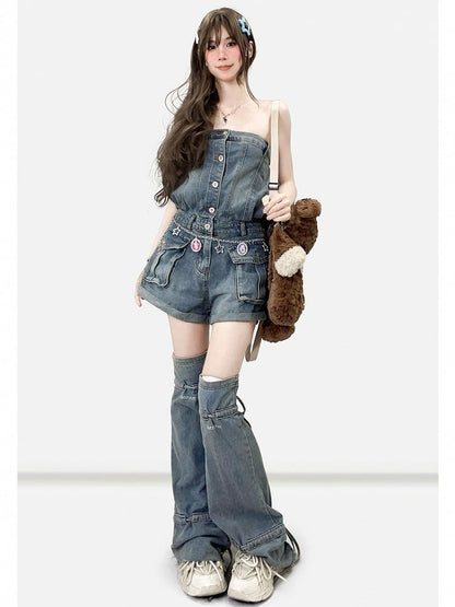 Blue Y2K Denim Leg Warmers